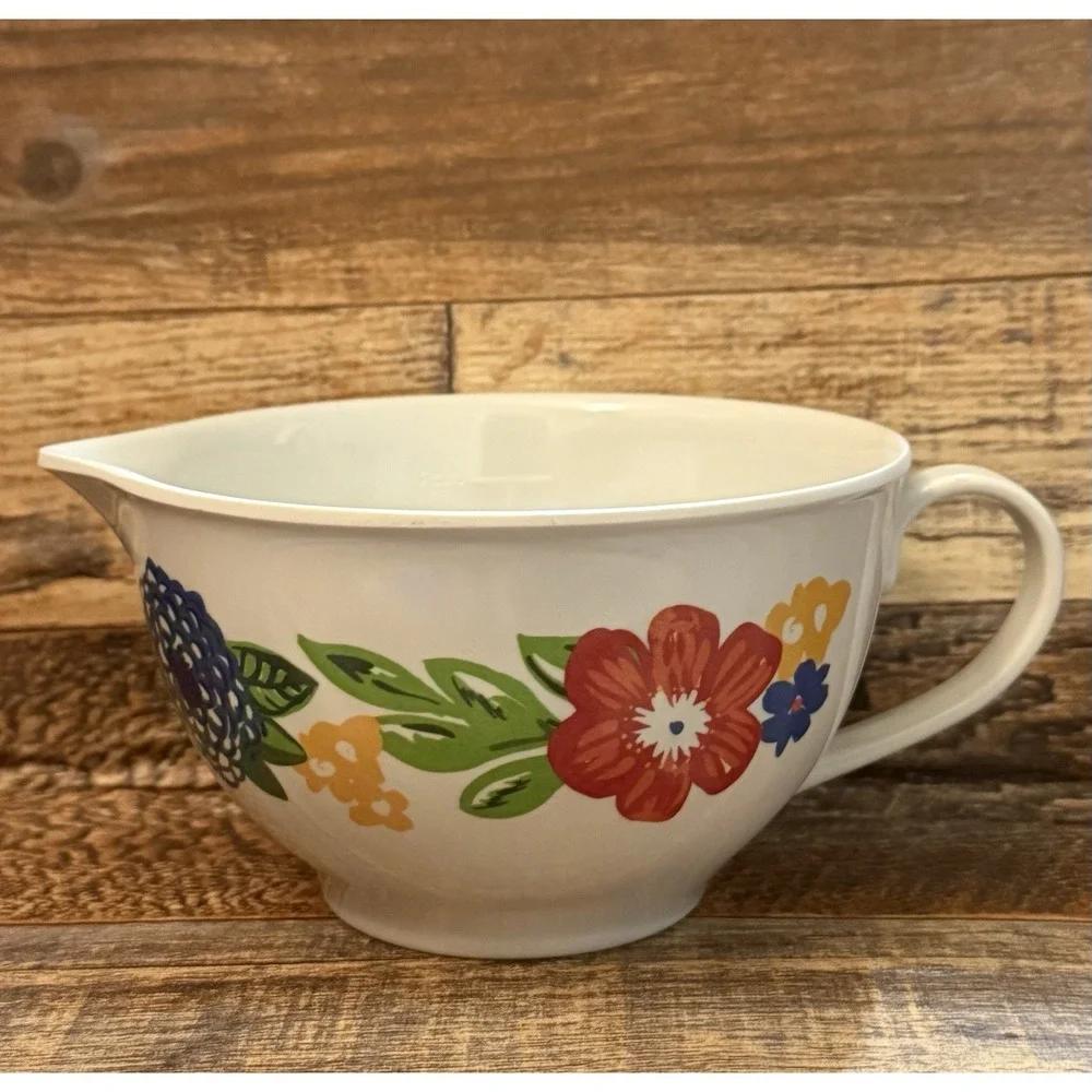 Pioneer Woman 2 Cup Melamine Batter Mixing Bowl Measuring Cup Vintage Floral